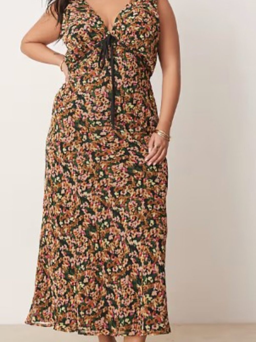 Asos Curve- V Neck-Maxi-Floral Print-Slip Dress